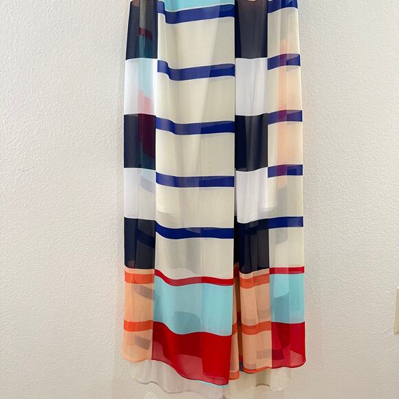 NWT Lane Bryant Cascade Striped Maxi Dress Chiffon Multicolor Cross Back Size 24 - Picture 10 of 14